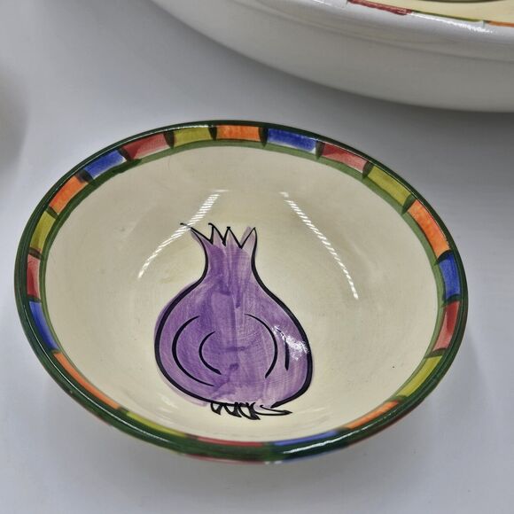 Salad For 4 Ceramic Large Salad Bowl Vinegar & Oil Decanters 4 Mini Dip Bowls - Picture 7 of 13